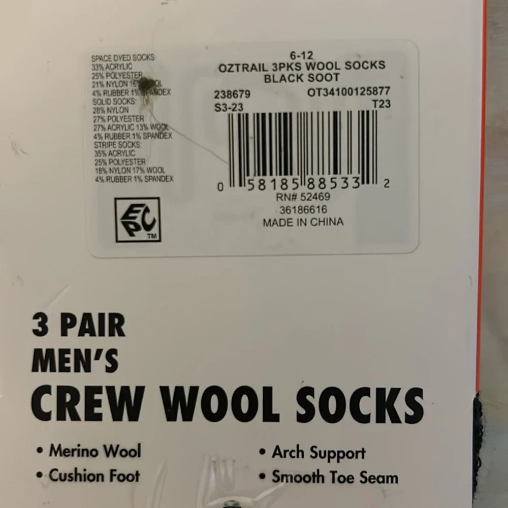 3 Pair Men’s Crew Socks - Picture 4 of 4